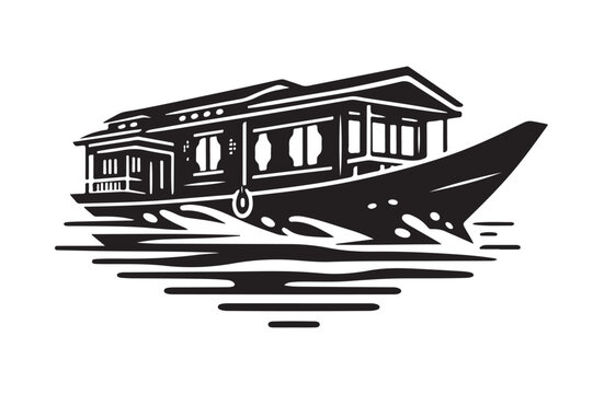 recommend clip art: High-Quality Houseboat Silhouette Vectors for Graphic Projects