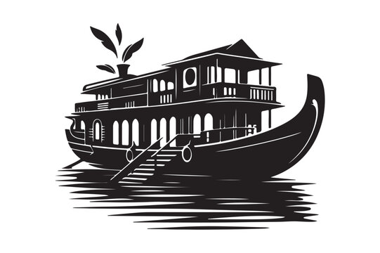 recommend clip art: High-Quality Houseboat Silhouette Vectors for Graphic Projects