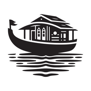 recommend clip art: High-Quality Houseboat Silhouette Vectors for Graphic Projects