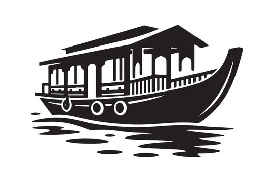 recommend clip art: High-Quality Houseboat Silhouette Vectors for Graphic Projects