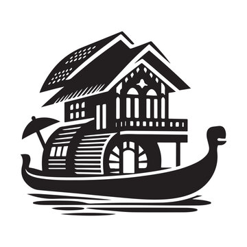 recommend clip art: High-Quality Houseboat Silhouette Vectors for Graphic Projects