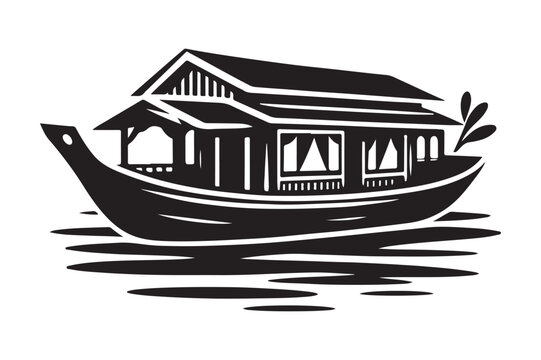 recommend clip art: High-Quality Houseboat Silhouette Vectors for Graphic Projects