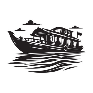 recommend clip art: High-Quality Houseboat Silhouette Vectors for Graphic Projects