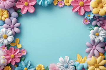 Flowers Frame Border Background - Space for Text	
