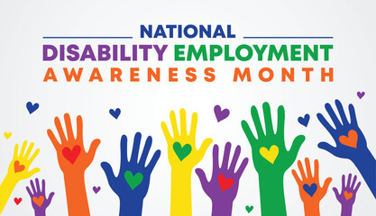 National Disability Employment Awareness Month every year on October,  Vector Template For Banner, Greeting Card, Poster