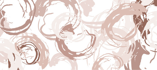 Scribbled circles like splashed paint in brown tones. Background for design on white background.