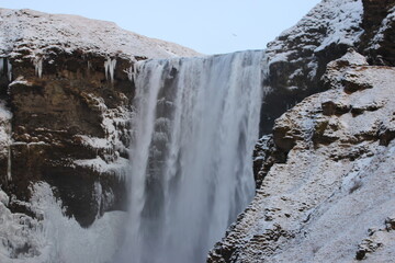 Skogafoss waterfall, 60-meters high waterfall in Iceland.