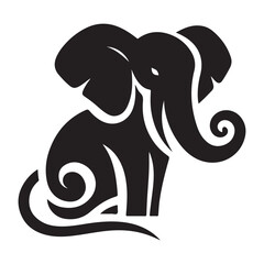 Elephant silhouette isolated against a white background.