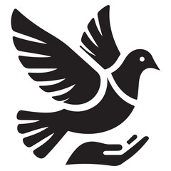 silhouette of a pigeon. Black icon and logo of pigeons