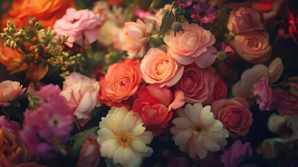 Obraz premium A bunch of flowers with a message attached.