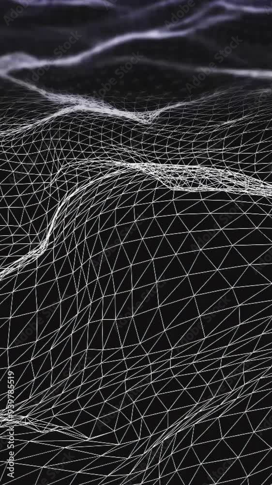 Poster futuristic network shape waving. computer generated abstract seamless loop smooth animation rendered