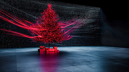 Futuristic Christmas Tree A Visionary Display of Holiday Spirit with a Modern Colorful Design Illuminating the Night Symbolizing Innovation and the Future of Festive Traditions