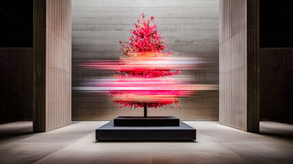 Futuristic Christmas Tree A Visionary Display of Holiday Spirit with a Modern Colorful Design Illuminating the Night Symbolizing Innovation and the Future of Festive Traditions