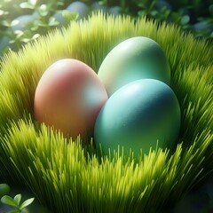 easter eggs in grass