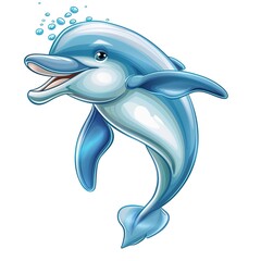 Obraz premium Dolphin Wind animal cartoon isolated whitebackground