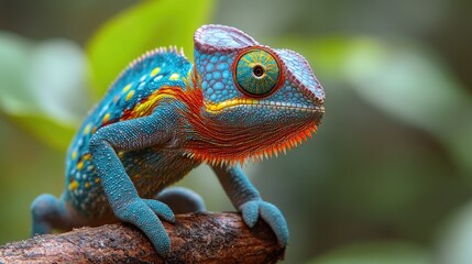 Obraz premium Vibrant Chameleon on a Branch