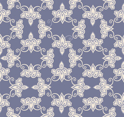 Arabesque floral seamless pattern. Flourish ornamental texture in damask asian style.