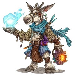 Donkey Summoner Occupation fantasy animal cartoon isolated whitebackground