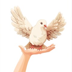 Fototapeta premium Dove Empathy emotion fantasy animal cartoon isolated whitebackground
