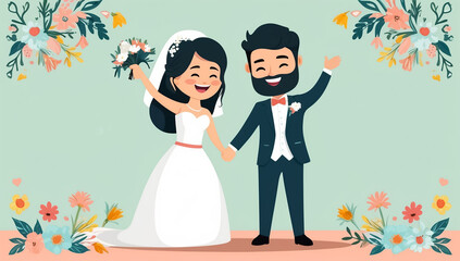 bride and groom, design illustration