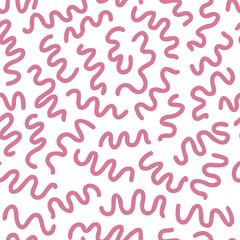 Seamless pattern vector abstract texture with wavy lines. Creative background with pink stripes on white background. Optical artistic illusion of decorative design.