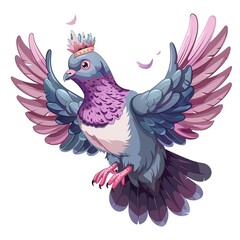 Fototapeta premium Dove king fantasy animal cartoon isolated whitebackground