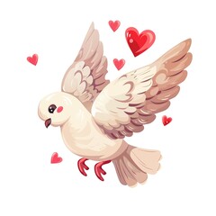Naklejka premium Dove Love fantasy animal cartoon isolated whitebackground