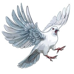 Dove violent fantasy animal cartoon isolated whitebackground