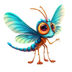 Obraz premium Dragonfly Awe emotion fantasy animal cartoon isolated whitebackground