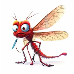 Fototapeta premium Dragonfly Fear emotion fantasy animal cartoon isolated whitebackground