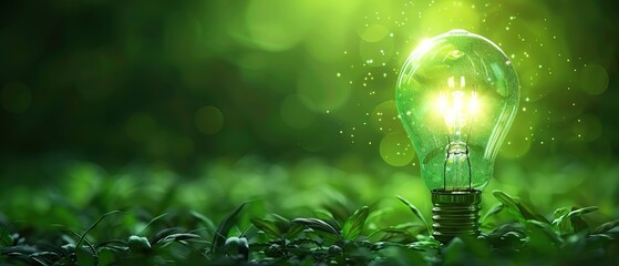 Green eco friendly lightbulb, green energy innovation concept