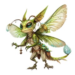 Fototapeta premium Dragonfly Summoner Occupation fantasy animal cartoon isolated whitebackground