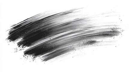 Black Ink Brush Stroke on White Background, abstract, texture, art, design
