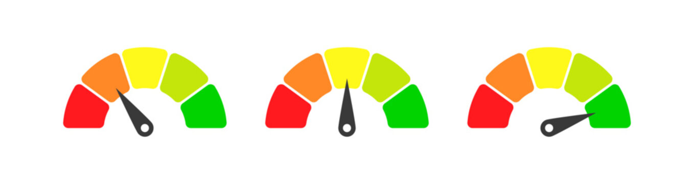 Speedometer icon, tachometer icon. Speed indicator icon set. Feedback Rating meter signs performance concept. Dashboard level scale icon. vector illustration