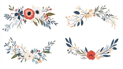 Obraz premium Floral Watercolor Wreath Clipart, watercolor, clipart, wreath