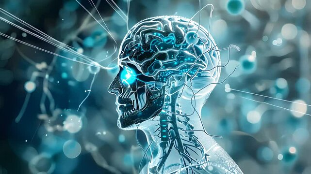 The human brain with an abstract background