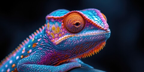 Fototapeta premium Close-up of a Vibrant Chameleon with Striking Colors