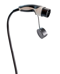 Fast charger connectors for electric car isolated on white background.