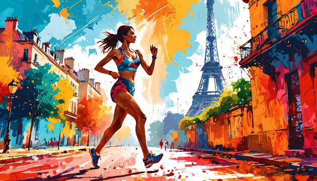 Coureuse libre dans les rues de Paris