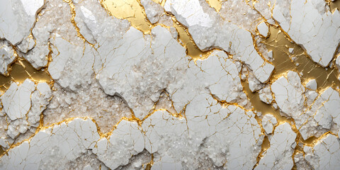 Naklejka premium Natural white porcelain quartz stone mixed with veins of gold, close up, beige and golden texture. Wallpaper background, quartz marble, decorative rock pattern. 