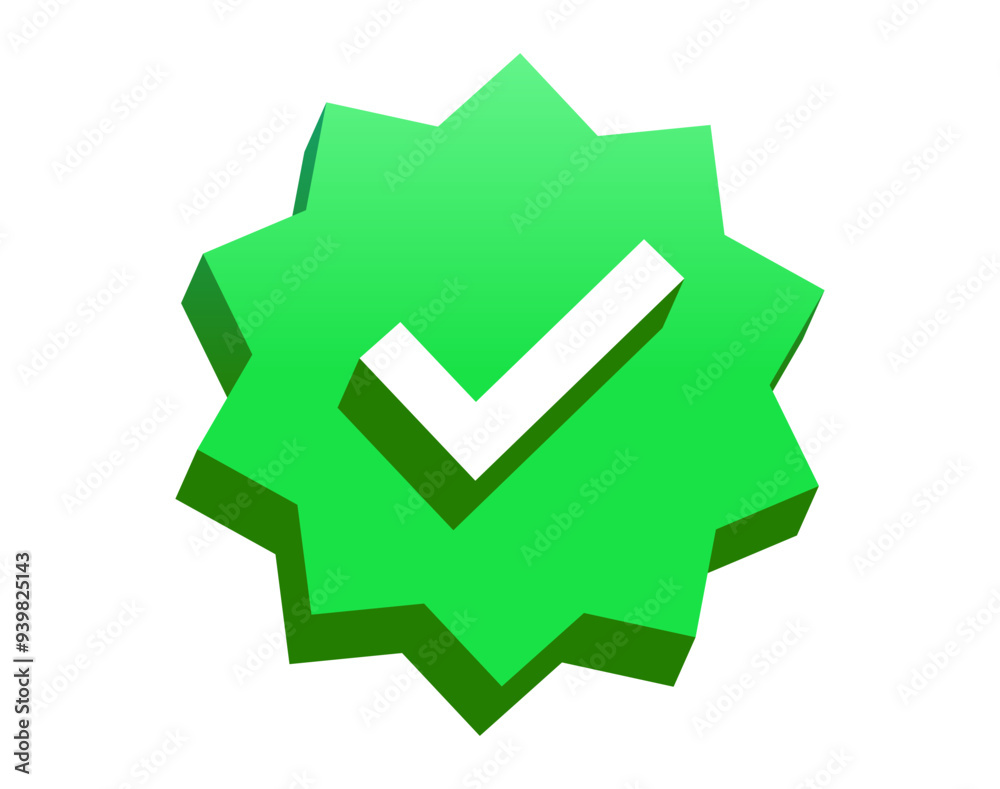 Leinwandbilder Verified badge icon tick symbol vector approved check mark icon. Green checkmark icons - Certificate badge Quality certify icon 3d