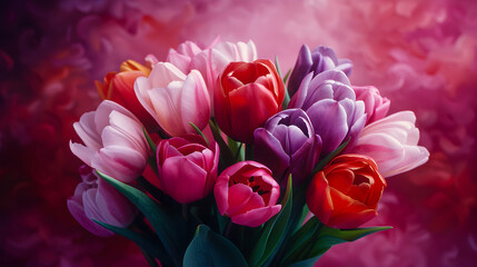 Obraz premium Amidst the Tranquil Garden Symphony, Tulips Dance.