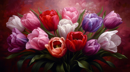 Obraz premium Amidst the Tranquil Garden Symphony, Tulips Dance.