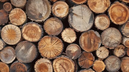 Stacked Wood Logs - Nature's Beauty in Detail