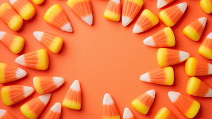 Candy Corn graphic frame border with copyspace - background with candy