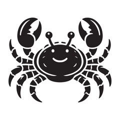 Vector black and white crab silhouette Crab silhouette Logo Isolated crab on a white background
