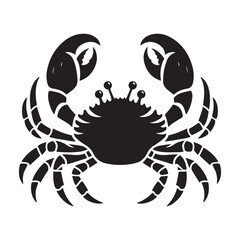 Vector black and white crab silhouette Crab silhouette Logo Isolated crab on a white background