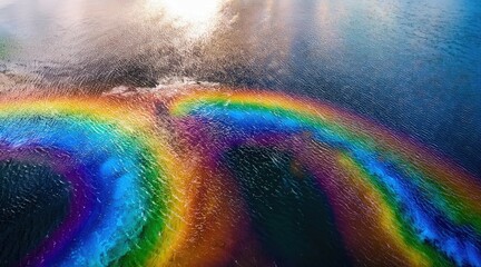 Fototapeta premium Rainbow Oil Slick on Water.
