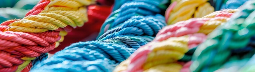 Macro Photography of Colorful Twisted Ropes, Abstract Texture, Colorful Pattern, Macro Photography, Rope Art