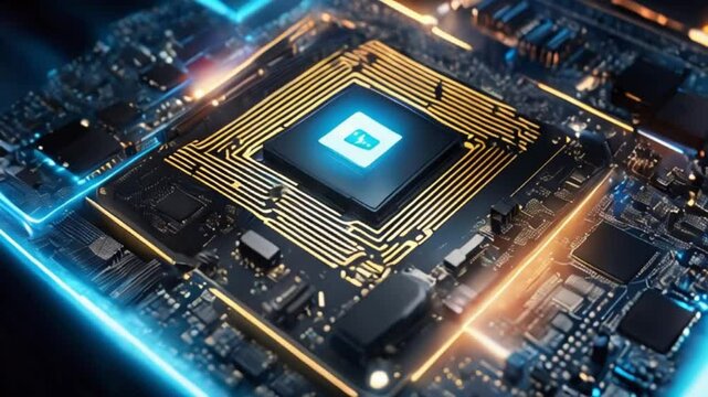 CPUがソケットに接続されエネルギーパルスが拡大する高度なマイクロプロセッサの動作